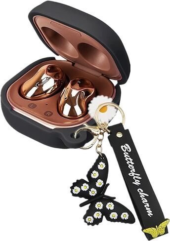حافظة لهاتف سامسونج جالاكسي Buds2 Pro / حافظة Galaxy Buds2 / حافظة Galaxy Buds Pro / حافظة Galaxy Buds Live حافظة واقية لسماعات الأذن من السيليكون على شكل فراشة لطيفة مع سلسلة مفاتيح للنساء والفتيات (أرجواني) in Kuwait