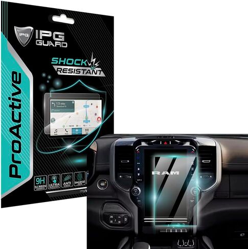IPG ProActive for Ram 2019-2024 Trucks 1500 2500 3500 TRX Rebel Big Horn Laramie Limited Uconnect 12 Inch Navigation Display 9H Hardness Screen Protector Glass Touch Responsive High Clarity for Ram in Saudi Arabia