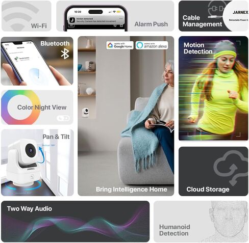 2K Indoor Pan Tilt 360 HD WiFi Home Security Camera, Baby/Pet Monitors, 2 Way Audio, Smart Light Night, Bluetooth Fast Link, One Button Ring, Local/Cloud Storage, Work with Alex/Google, 1 Pack in Saudi Arabia