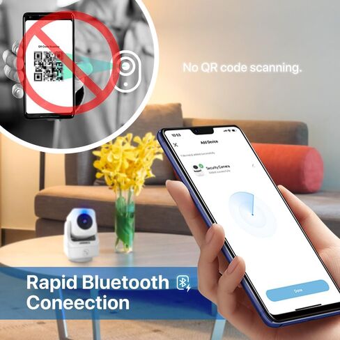2K Indoor Pan Tilt 360 HD WiFi Home Security Camera, Baby/Pet Monitors, 2 Way Audio, Smart Light Night, Bluetooth Fast Link, One Button Ring, Local/Cloud Storage, Work with Alex/Google, 1 Pack in Saudi Arabia