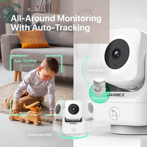 2K Indoor Pan Tilt 360 HD WiFi Home Security Camera, Baby/Pet Monitors, 2 Way Audio, Smart Light Night, Bluetooth Fast Link, One Button Ring, Local/Cloud Storage, Work with Alex/Google, 1 Pack in Saudi Arabia