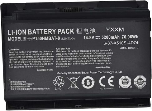 P150HMBAT-8 X510S بطارية ل Clevo 6-87-X510S-4D72 6-87-X510S-4D73 6-87-X510S-4D74 6-87-x510s-4j72 الصقر Np8150 Np8130 P150hm P151hm in Kuwait