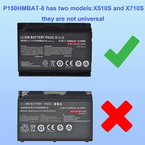 P150HMBAT-8 X510S بطارية ل Clevo 6-87-X510S-4D72 6-87-X510S-4D73 6-87-X510S-4D74 6-87-x510s-4j72 الصقر Np8150 Np8130 P150hm P151hm in Kuwait