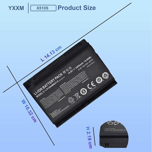 P150HMBAT-8 X510S بطارية ل Clevo 6-87-X510S-4D72 6-87-X510S-4D73 6-87-X510S-4D74 6-87-x510s-4j72 الصقر Np8150 Np8130 P150hm P151hm in Kuwait