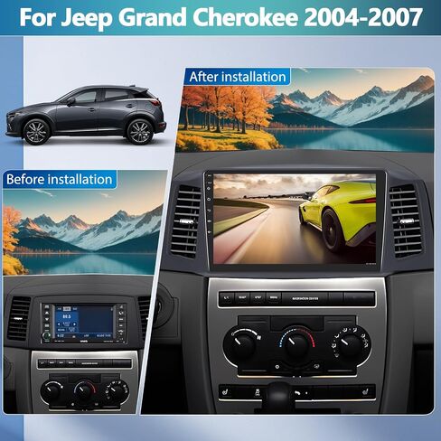 CAMECHO [2G+64G] Android 13 Car Radio for Jeep Grand Cherokee 2004-2007, 10" Touch Screen Car Play Stereo with Carplay/Android Auto/Bluetooth/GPS/WiFi/SWC/FM/RDS/SWC + AHD Backup Camera in Saudi Arabia