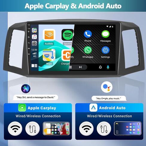 CAMECHO [2G+64G] Android 13 Car Radio for Jeep Grand Cherokee 2004-2007, 10" Touch Screen Car Play Stereo with Carplay/Android Auto/Bluetooth/GPS/WiFi/SWC/FM/RDS/SWC + AHD Backup Camera in Saudi Arabia
