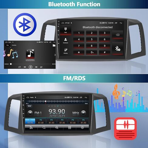 CAMECHO [2G+64G] Android 13 Car Radio for Jeep Grand Cherokee 2004-2007, 10" Touch Screen Car Play Stereo with Carplay/Android Auto/Bluetooth/GPS/WiFi/SWC/FM/RDS/SWC + AHD Backup Camera in Saudi Arabia