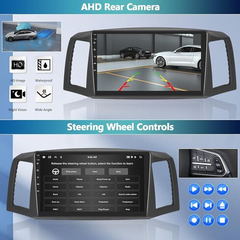 CAMECHO [2G+64G] Android 13 Car Radio for Jeep Grand Cherokee 2004-2007, 10" Touch Screen Car Play Stereo with Carplay/Android Auto/Bluetooth/GPS/WiFi/SWC/FM/RDS/SWC + AHD Backup Camera in Saudi Arabia