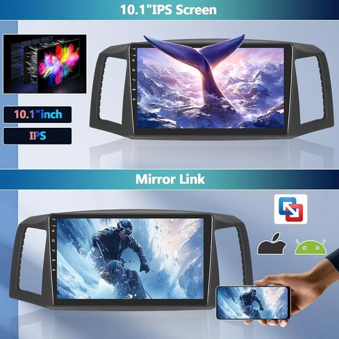 CAMECHO [2G+64G] Android 13 Car Radio for Jeep Grand Cherokee 2004-2007, 10" Touch Screen Car Play Stereo with Carplay/Android Auto/Bluetooth/GPS/WiFi/SWC/FM/RDS/SWC + AHD Backup Camera in Saudi Arabia