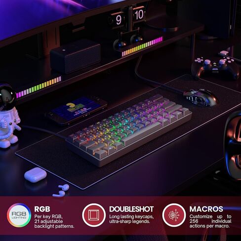 HK GAMING GK61 SE 60% | Mechanical Gaming Keyboard | 61 Keys Multi Color RGB LED Backlit for PC/Mac Gamer | US Layout (Black, Mechanical Brown) in Saudi Arabia