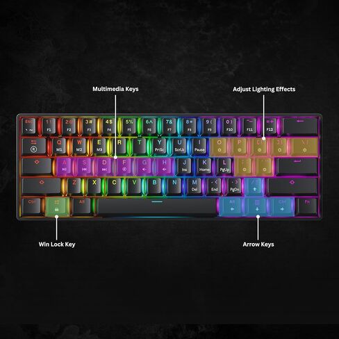 HK GAMING GK61 SE 60% | Mechanical Gaming Keyboard | 61 Keys Multi Color RGB LED Backlit for PC/Mac Gamer | US Layout (Black, Mechanical Brown) in Saudi Arabia