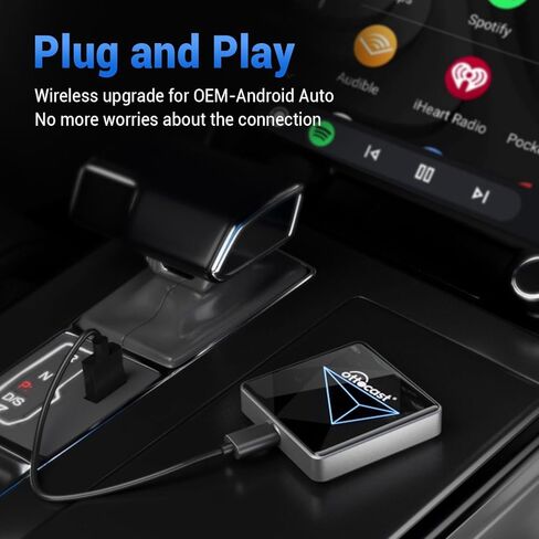 محول Android Auto اللاسلكي للسيارة A2Air Pro - أحدث إصدار لعام 2024، واي فاي ثنائي النطاق، زمن استجابة منخفض، تحديث عبر الإنترنت لسيارة Android Auto السلكية in Kuwait