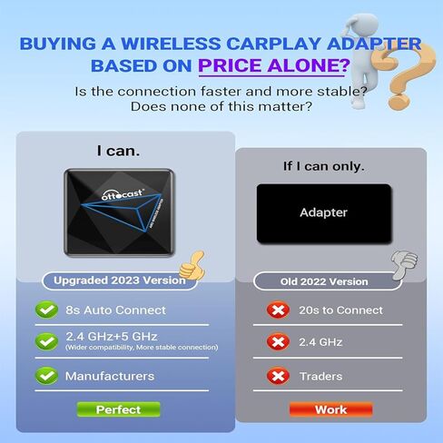 محول Android Auto اللاسلكي للسيارة A2Air Pro - أحدث إصدار لعام 2024، واي فاي ثنائي النطاق، زمن استجابة منخفض، تحديث عبر الإنترنت لسيارة Android Auto السلكية in Kuwait