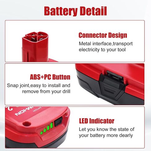2 Packs 3.0Ah 19.2 Volt C3 Diehard Battery Replacement for Craftsman 19.2V Lithium ion Battery 315.113753 315.PP2011 315.11485 315.115410 130279003 1323903 11375 11376 130279005 130211004 11045 in Saudi Arabia