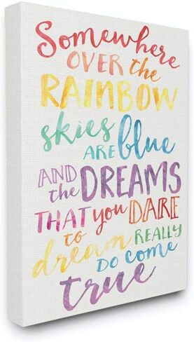 The Kids Room by Stupell Somewhere Over The Rainbow Watercolors Wall Plaque, 10x15, Design by Artist Erica Billups in Saudi Arabia
