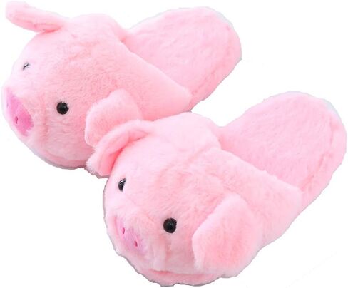 Millffy Funny Womens Warm Animal Slippers Funny Slippers Furry Pink Pig Slippers House Shoes in Saudi Arabia