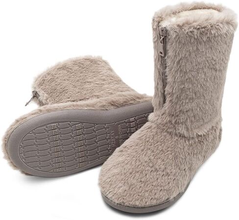 Women's Winter Bootie Slippers Ankle Boots Slippers Warm House Shoes Indoor Fur Lining in Saudi Arabia