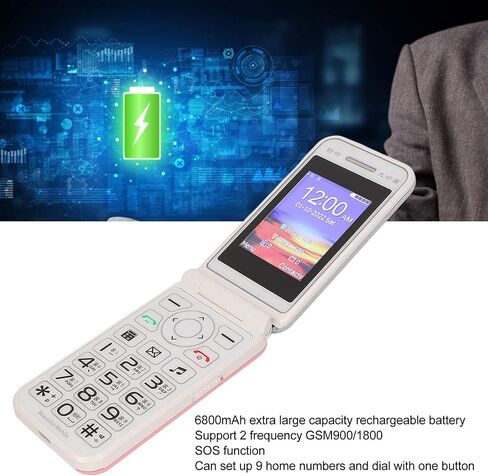 Tangxi 2G Unlocked Flip Phone for Seniors, Unlocked 2G GSM Big Unlocked Phone, 2.4 Inch Screen Big Cell Phone with SOS Function, 6800mAh Battery for Elderly Kids () in Saudi Arabia