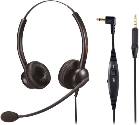 One Ear Wired Call Center Telephone Headset with 2.5mm Jack for Cisco SPA Polycom Pansonic, Office Landline Phone Headset with Noise Cancelling Microphone and 2.5mm/3.5mm Quick Disconnect Cable in Saudi Arabia