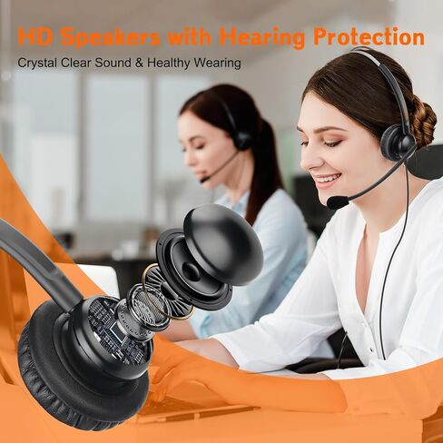 One Ear Wired Call Center Telephone Headset with 2.5mm Jack for Cisco SPA Polycom Pansonic, Office Landline Phone Headset with Noise Cancelling Microphone and 2.5mm/3.5mm Quick Disconnect Cable in Saudi Arabia