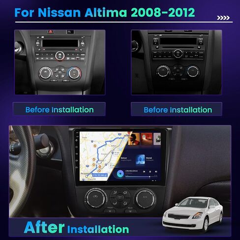 4+64GB for Nissan Altima 2008-2012 Android Car Radio with Wireless Apple Carplay Android Auto, Hikity 9'' Touch Screen Stereo 4G WiFi, GPS, Bluetooth 5.0, AM/FM/RDS, EQ DSP, Backup Camera MIC, Black in Saudi Arabia