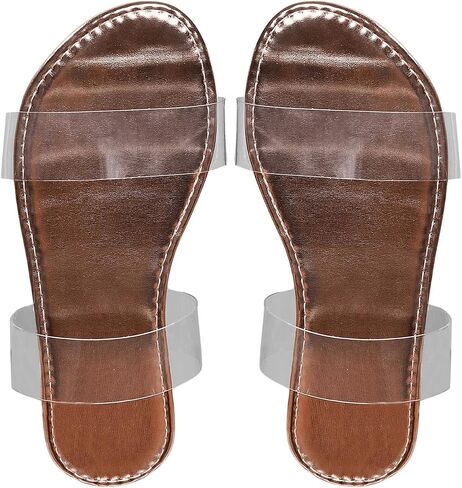 GORGLITTER Women's Transparent Strappy Flat Sandals Two Strap Open Toe Summer Outdoor Flat Sandals in Saudi Arabia