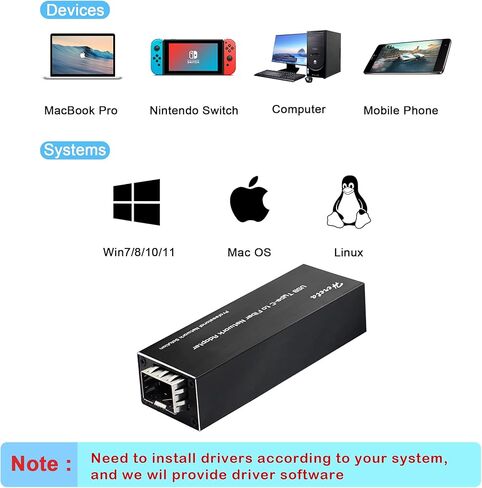 بطاقة واجهة شبكة صغيرة USB 3.0 إلى SFP Gigabit Ethernet محول، محول شبكة ألياف بصرية متوافق مع Windows/macOS/Linux، معدل نقل عالي الأداء، مزدوج كامل/نصف (LNK-TCF1000) in Kuwait