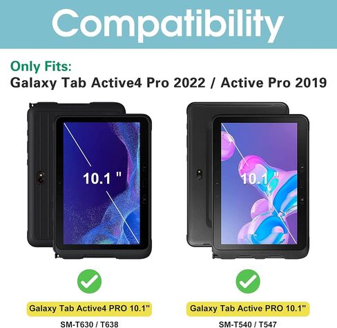 واقي شاشة ProCase مكون من قطعتين لجهاز Samsung Galaxy Tab Active4 Pro 10.1 بوصة 2022/Tab Active Pro 10.1 بوصة 2019، واقي غشاء من الزجاج المقوى لجهاز Galaxy Tabablet T630/T638/T540/T547 مقاس 10.1 بوصة in Saudi Arabia