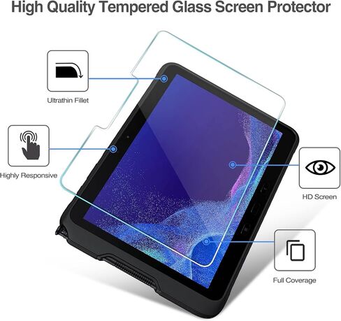واقي شاشة ProCase مكون من قطعتين لجهاز Samsung Galaxy Tab Active4 Pro 10.1 بوصة 2022/Tab Active Pro 10.1 بوصة 2019، واقي غشاء من الزجاج المقوى لجهاز Galaxy Tabablet T630/T638/T540/T547 مقاس 10.1 بوصة in Saudi Arabia