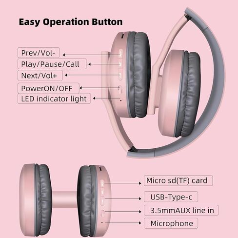 Bluetooth Headphones Over Ear with Microphone,Foldable Wireless and Wired Stereo Headset Micro SD/TF,FM,Soft Earmuffs &Light Weight for Prolonged Wearing (Black) in Saudi Arabia