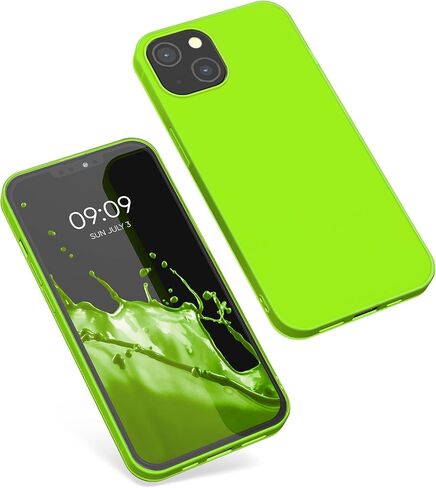حافظة kwmobile متوافقة مع حافظة Apple iPhone 13 - غطاء سيليكون TPU نحيف ناعم واقٍ - أصفر نيون in Saudi Arabia
