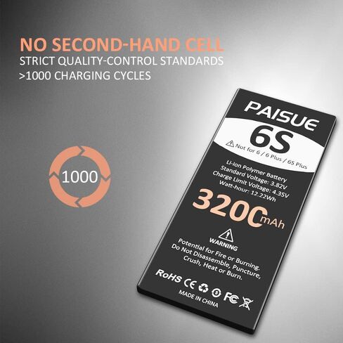 LCLEBM [3200mAh] Battery for iPhone 6S, 2023 New Upgraded Ultra High Capacity 0 Cycle Battery Replacement for iPhone 6S Model A1633, A1688, A1700 with Complete Professional Repair Tool Kit in Kuwait