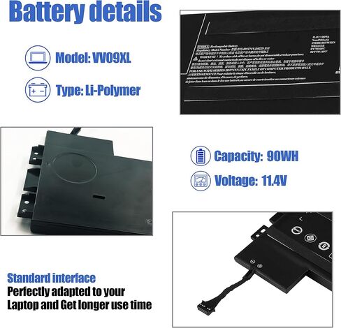 بطارية كمبيوتر محمول 90Wh VV09XL لسلسلة محطات العمل المحمولة HP ZBook 15 G3 G4 متوافقة مع HSTNN-DB7D HSTNN-C87C VV09090XL 808398-2B1 808398-2C1 808452-001 808452-002 بطارية ليثيوم أيون 11.4 فولت 7895 مللي أمبير في الساعة in Saudi Arabia