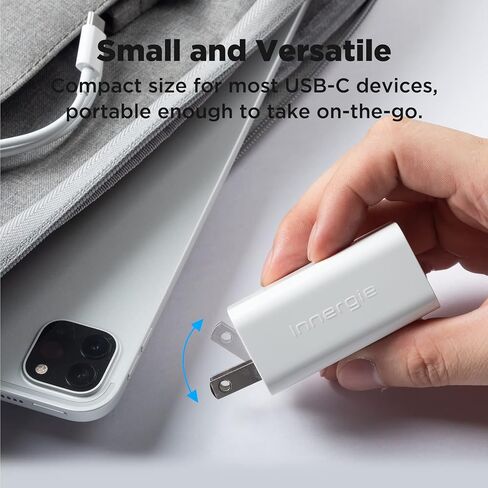 شاحن حائط Innergie 60C-60 Watt PD 3.0 USB-C، شحن سريع 60W PD 3.0 محول طاقة محمول للكمبيوتر المحمول (إصدار قابل للطي)، متوافق مع Switch/iPhone 15/MacBook Pro/Air/iPad/Windows PC (Delta Electronics) in Kuwait