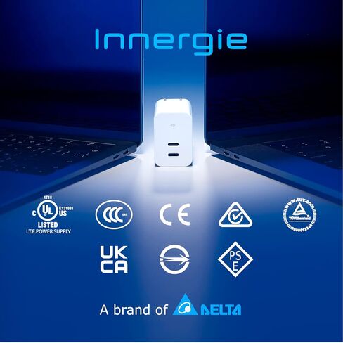شاحن حائط Innergie 60C-60 Watt PD 3.0 USB-C، شحن سريع 60W PD 3.0 محول طاقة محمول للكمبيوتر المحمول (إصدار قابل للطي)، متوافق مع Switch/iPhone 15/MacBook Pro/Air/iPad/Windows PC (Delta Electronics) in Kuwait