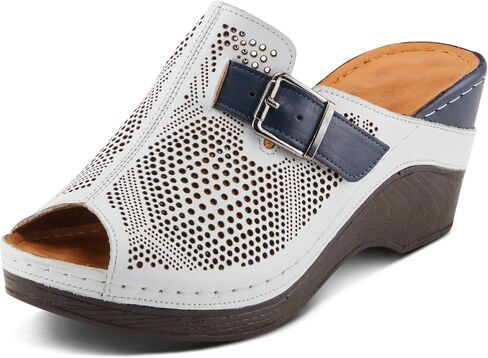 Spring Step MOMELLE Women's Perforated Leather Wedge Slide Sandals - Chic Style, Comfortable Elegance in Saudi Arabia