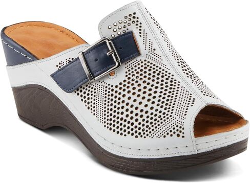 Spring Step MOMELLE Women's Perforated Leather Wedge Slide Sandals - Chic Style, Comfortable Elegance in Saudi Arabia