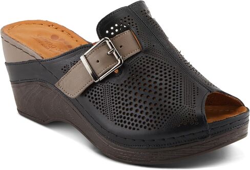 Spring Step MOMELLE Women's Perforated Leather Wedge Slide Sandals - Chic Style, Comfortable Elegance in Saudi Arabia