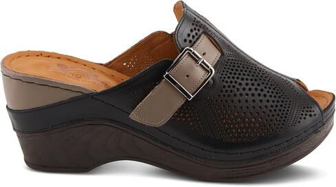 Spring Step MOMELLE Women's Perforated Leather Wedge Slide Sandals - Chic Style, Comfortable Elegance in Saudi Arabia