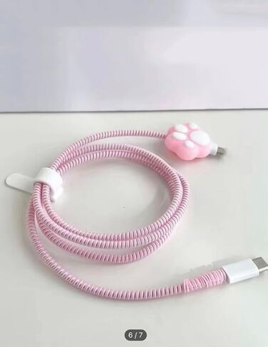 غطاء حماية شاحن ثلاثي الأبعاد لهاتف أبل آيفون 11-14 | غطاء USB-C Power Lightning من السيليكون الكرتوني Kawaii مع واقي كابل مجموعة من 4 قطع (مخلب وردي) in Saudi Arabia
