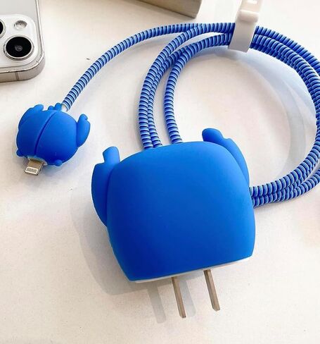غطاء حماية شاحن ثلاثي الأبعاد لهاتف أبل آيفون 11-14 | غطاء USB-C Power Lightning من السيليكون الكرتوني Kawaii مع واقي كابل مجموعة من 4 قطع (مخلب وردي) in Saudi Arabia