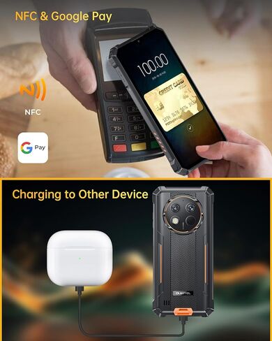 OUKITEL WP28 هاتف ذكي متين غير مقفل - Android 13 15(8+7) GB + 256GB 10600mAh بطارية هاتف متين مع كاميرا 48 ميجابكسل، 6.52 بوصة HD+ IP68/69K هواتف محمولة مقاومة للماء 4G بشريحتي اتصال، NFC/GPS/OTG in Kuwait