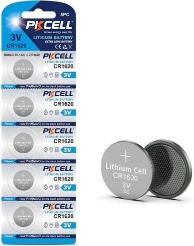 بطاريات PKCELL CR 1620 CR1620 بطارية ليثيوم 3 فولت - حزمة من 5 in Kuwait