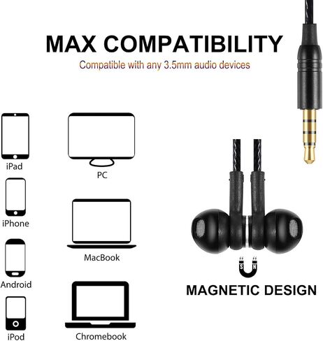Wired Earbuds in-Ear Headphones, Earphones with Microphone, Noise Isolation Corded for 3.5mm Jack Ear Buds for iPhone/iPad/Android/Computer and Other 3.5mm Jack Devices in Saudi Arabia