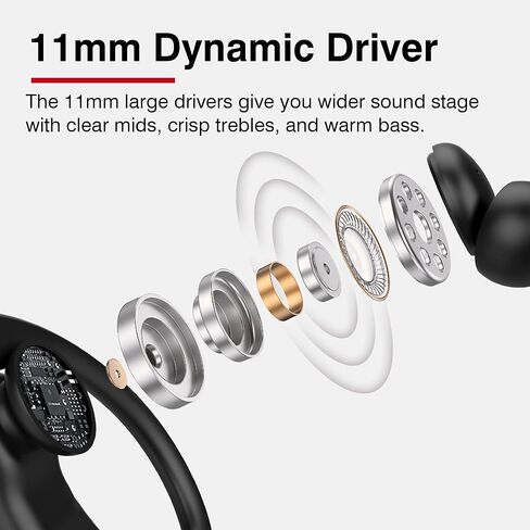 سماعات أذن رياضية لاسلكية TRANYA X2 تعمل بتقنية البلوتوث مع شحن من النوع C لمدة 12 ساعة، محرك 11 مم للحصول على صوت ممتاز، مقاومة للماء IPX5 لممارسة الرياضات الرياضية in Kuwait