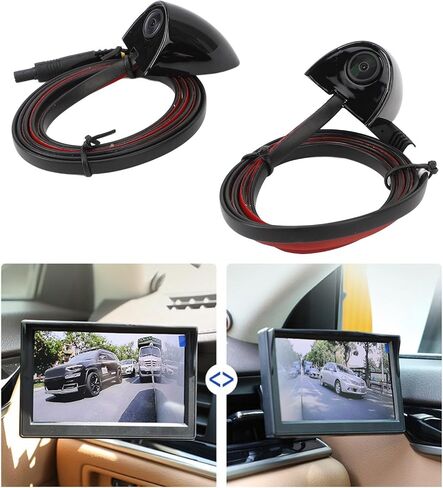 Car Blind Spot Camera, Car Blind Spot Camera Night Vision Assist Waterproof Tape Mounting Left Right Side View Camera for Car Surveillance System (Black) in Saudi Arabia