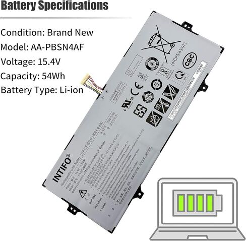 بطارية كمبيوتر محمول 54Wh AA-PBSN4AF متوافقة مع Samsung Galaxy Book Flex Alpha NP730QCJ-K01US K02US Flex2 Alpha NP730QDA-KA1US KB1US Notebook 9 Pen NP930SBE-K01US NT930SBE-K38A K58F KT2W in Saudi Arabia