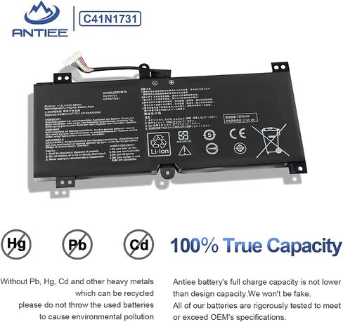 ANTIEE 66Wh C41N1731-2 Battery for Asus ROG Strix G15 G512 G512LV G512LU G512LW G512LWS Scar 15 G532LV G532LWS G532LW G17 G712LV G712LU G712LW G712LWS Scar 17 G732LW G732LV G732LWS G732LX G732LXS in Saudi Arabia