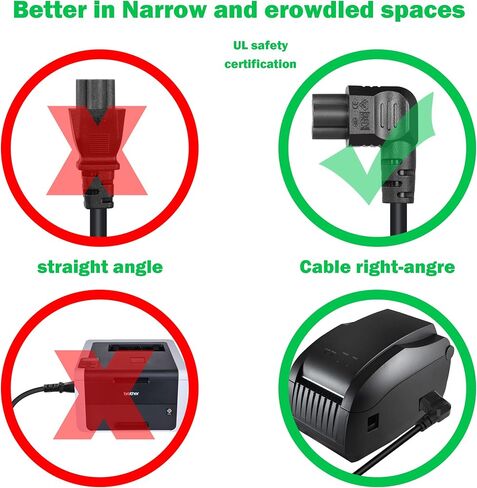 GELRHONR 4.9Ft 90 Degrees 3 Prong AC to IEC320 C5 Power Cord,18AWG 100V~250V Up Angle NEMA 5-15P to Down Angle 3-Slot Mickey Mouse Universal Power Cable for Notebook Computers, TV, Monitors in Saudi Arabia