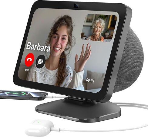 PlusAcc Charging Stand for Show 8 (3rd Gen) - Adjustable Tilt Table Holder with 2 Charging Ports (USB-C & USB-A), Magnetic Station Accessories for Charge Cellphones and Earbuds, Non-Slip Base (Black) in Kuwait